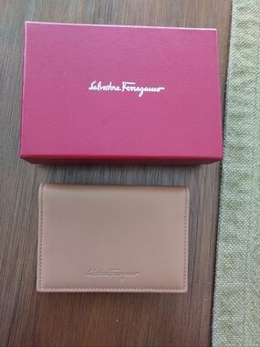 Salvatore Ferragamo Camel/Tan Leather ID Wallet /New With Box